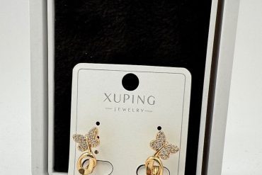 گوشواره ژوپینگ پروانه ای نگین دار