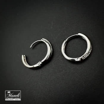 گوشواره ژوپینگ حلقه ای نقره ای نگین دار | ضدحساسیت - Image 3