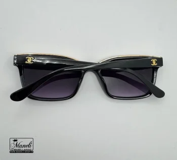 عینک آفتابی UV400 زنانه chanel مشکی و طلایی با شیشه سایه دار - Image 3