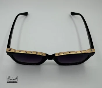عینک آفتابی UV400 زنانه chanel مشکی و طلایی با شیشه سایه دار - Image 4