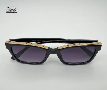 عینک آفتابی UV400 زنانه chanel مشکی و طلایی با شیشه سایه دار - Image 5
