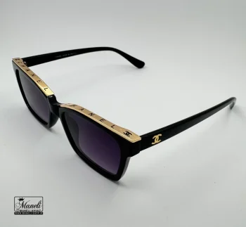 عینک آفتابی UV400 زنانه chanel مشکی و طلایی با شیشه سایه دار - Image 6