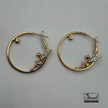گوشواره حلقه ای طلایی بالرین ژوپینگ - تصویر 2