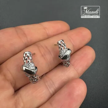 گوشواره ژوپینگ نقره ای طرحدار - Image 3
