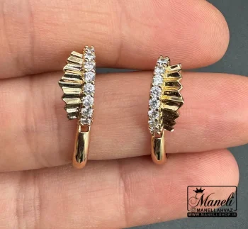 گوشواره حلقه ای طلایی نگین دار - تصویر 3