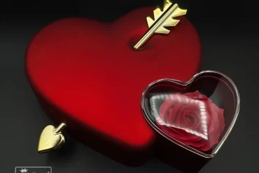 جعبه قلبی نیم ست و گوشواره و انگشتر
