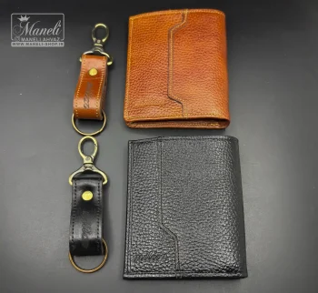 ست کیف و جاسوئیچی چرم طبیعی طرح دار - Image 6