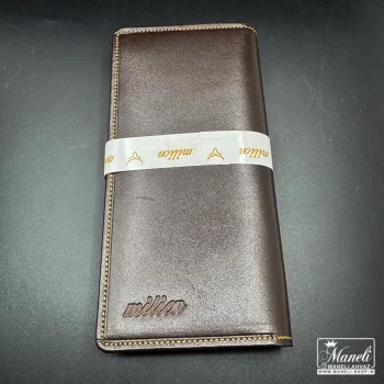 کیف پولی کتی ساده چرم طبیعی رنگ قهوه ای - Image 4