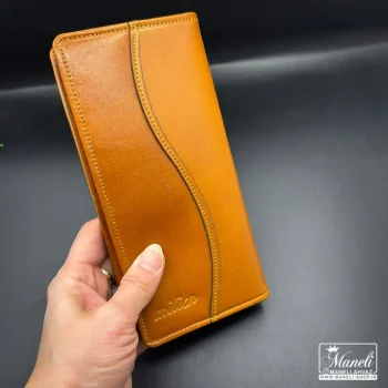 کیف پولی (کتی) چرم طبیعی میلیون رنگ عسلی - Image 3