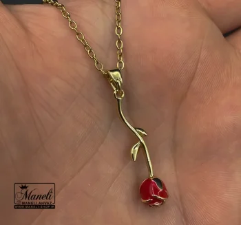 گردنبند گل رز ظریف استیل رنگ ثابت - Image 2