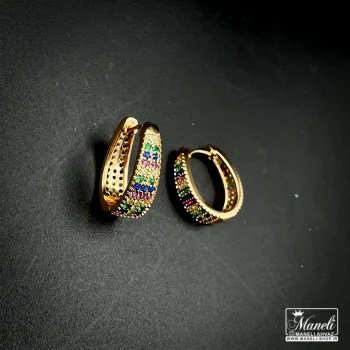 گوشواره ژوپینگ نگین رنگی | طلایی | ضدحساسیت - Image 4