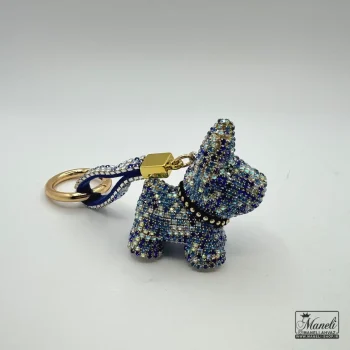 جاسوئیچی طرح سگ (dog) نگین دار آبی سفید - Image 4