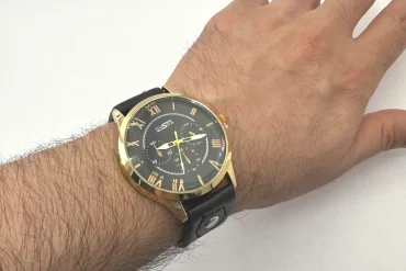 ساعت بند چرم مردانه مشکی
