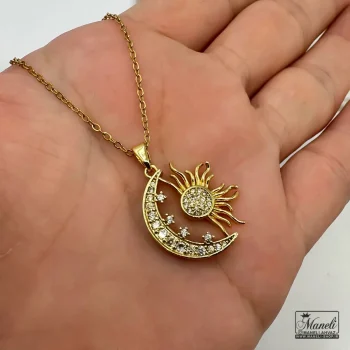 گردنبند طلایی ماه و خورشید رنگ ثابت - Image 2