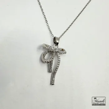 گردنبند نقره ای پاپیونی ظریف رنگ ثابت - Image 4
