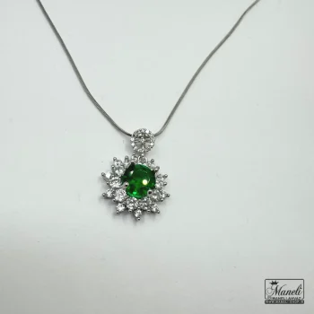 گردنبند نقره ای نگین سبز - Image 3