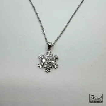 گردنبند نقره ای دونه برفی رنگ ثابت - Image 3