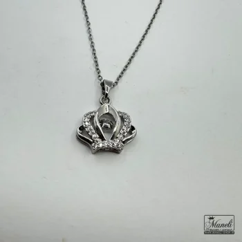 گردنبند نقره ای طرح تاج (king) - Image 2