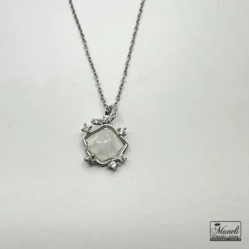 گردنبند نقره ای صدف سفید رنگ ثابت - Image 3