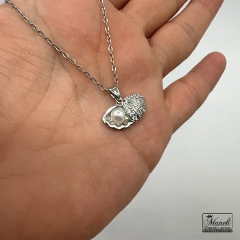 گردنبند نقره ای مرواریدی و صدف - Image 2