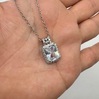 گردنبند نگین دار نقره ای رنگ ثابت - تصویر 3