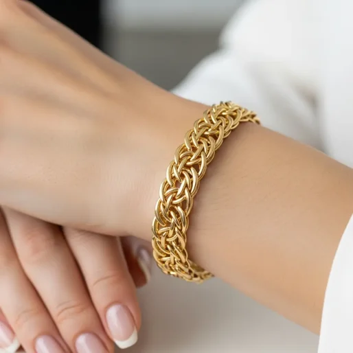 Beautiful gold plated Xuping bracelet on a woman wrist