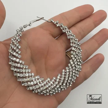 گوشواره حلقه ای بزرگ مجلسی نگین دار - تصویر 2