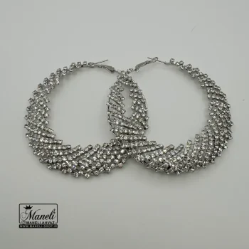 گوشواره حلقه ای بزرگ مجلسی نگین دار - تصویر 4