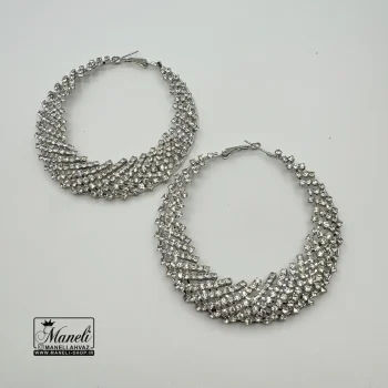 گوشواره حلقه ای بزرگ مجلسی نگین دار - تصویر 6