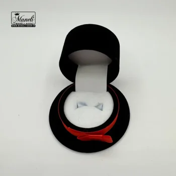 جعبه ی (انگشتری)حلقه ای مردانه  طرح کلاه مشکی - Image 4