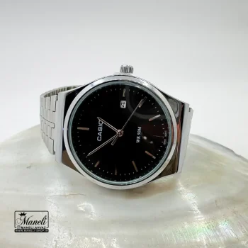 ساعت( casio)کاسیو مردانه نقره ای با صفحه ی مشکی - Image 4