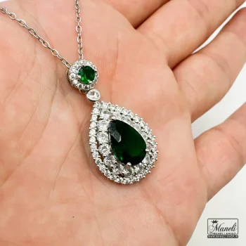 گردنبند اشکی نگین سبز طرح خرم سلطانی - تصویر 4