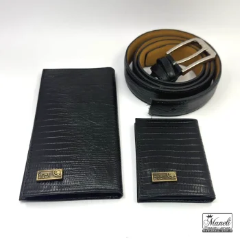 ست مدیریتی کیف و کمربند MONT BLANK مشکی سه تیکه - Image 2