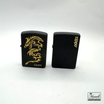 فندک بنزینی مشکی zippo ساده و طرح اژدها - Image 4