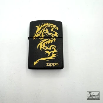 فندک بنزینی مشکی zippo ساده و طرح اژدها - Image 9
