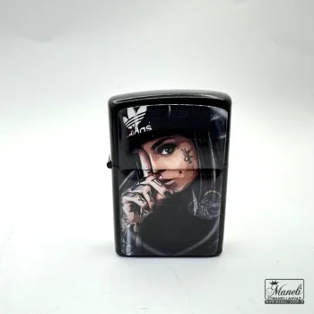 فندک مشکی zippo با طرح نقاشی زن زیبا - Image 2