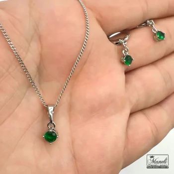 نیم ست جواهری نگین سبز ژوپینگ مینیمال - تصویر 2