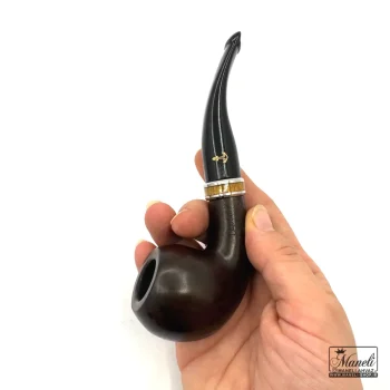 پیپ چوبی قهوه ای تیره capitan black با حلقه طرح چوب استیل - تصویر 2