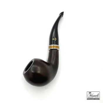 پیپ چوبی قهوه ای تیره capitan black با حلقه طرح چوب استیل - تصویر 4