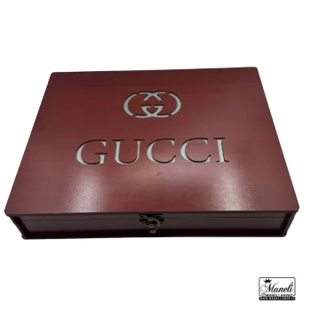 ست کیف و کمربند Gucci عسلی رنگ چهار تیکه - Image 4
