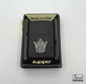 فندک مشکی zippo با طرح تاج
