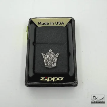 فندک مشکی zippo با طرح تاج