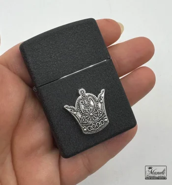 فندک مشکی zippo با طرح تاج - Image 4
