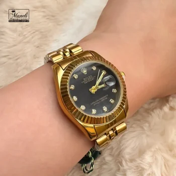 ست ساعت رولکس طلایی با صفحه ی مشکی - Image 4