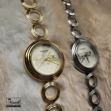 ساعت زنانه برند HERMES در دو رنگ با طرح اسب و کالسکه