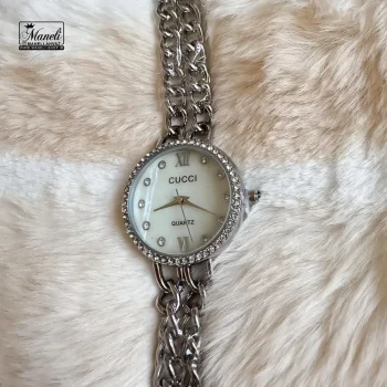 ساعت زنانه نقره ای GUCCI با بند کارتیر - Image 10