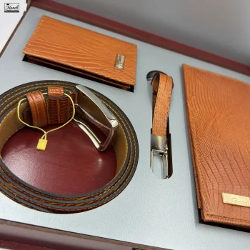 ست کیف و کمربند Gucci عسلی رنگ چهار تیکه - Image 5