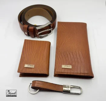 ست کیف و کمربند Gucci عسلی رنگ چهار تیکه - Image 9