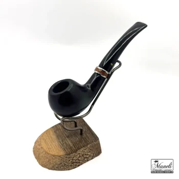 پیپ چوبی مشکی capitan black با حلقه طرح چوب استیل