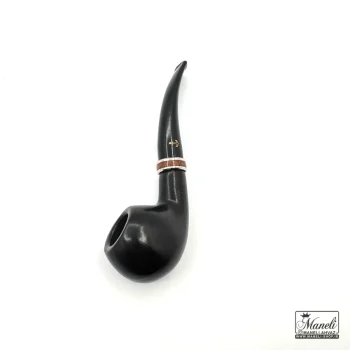 پیپ چوبی مشکی capitan black با حلقه طرح چوب استیل - Image 4